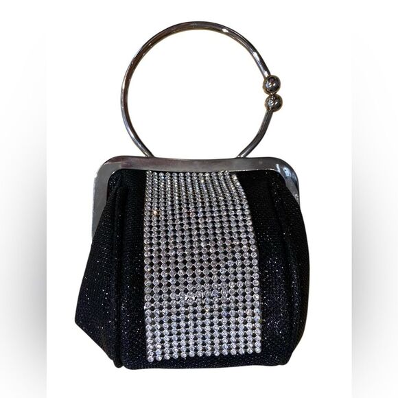 Rhinestone Mini Clutch Circle Handle Clasp Closure - Picture 1 of 6